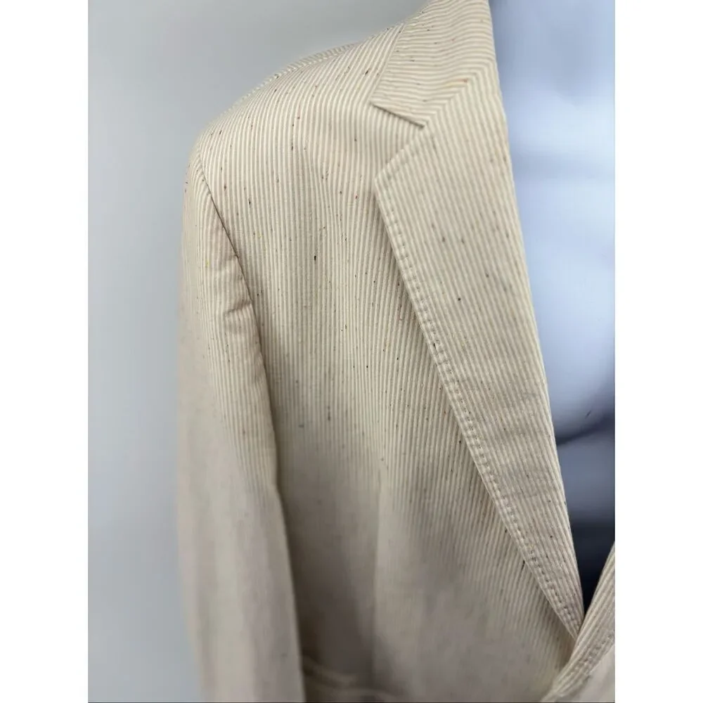 Flynt Babbit Cotton Silk Sport Coat Blazer Size 44R Cream Tailored